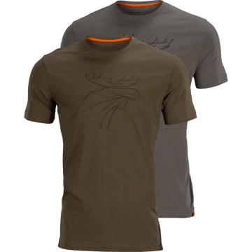 HARKILA Férfi Póló 2db/cs Graphic T-Shirt 2-Pack W.Green/Grey