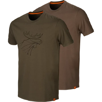 HARKILA Férfi Póló 2db/cs Graphic T-Shirt 2-Pack W.Green/S.Brown