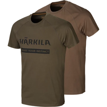 HARKILA Férfi Póló 2db/cs Logo T-Shirt 2-Pack W.Green/S.Brown