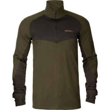 HARKILA Férfi Aláöltözet Base Warm Zip Neck W.Green/S.Brown