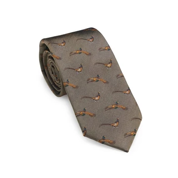 LAKSEN Nyakkendő Camel Silk tie with flying pheasant motif