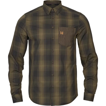 HARKILA Férfi Ing Akkan Shirt Willow Green/Shadow Brown