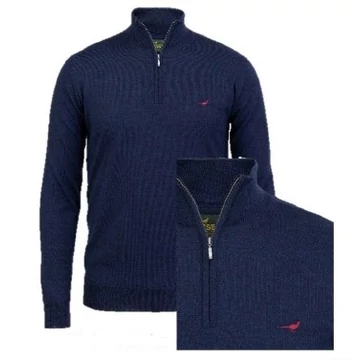 LAKSEN Férfi Pulóver Norfolk Zip-Neck French Blue