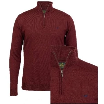 LAKSEN Férfi Pulóver Norfolk Zip-Neck Vintage Port