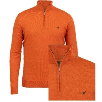 LAKSEN Férfi Pulóver Norfolk Zip-Neck Orange