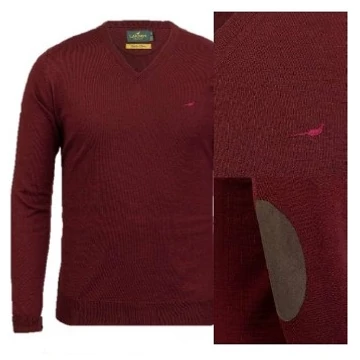 LAKSEN Férfi Pulóver Sussex V-Neck Vintage Port