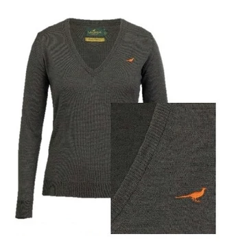 LAKSEN Női Pulóver Camilla V-Neck Loden Green