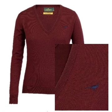 LAKSEN Női Pulóver Camilla V-Neck Vintage Port