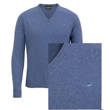 LAKSEN Férfi Pulóver Trent V-neck Loch Blue