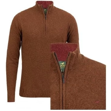 LAKSEN Férfi Pulóver Brompton Zip Neck Toffee