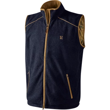 HARKILA Férfi Mellény Sandhem Fleece Waistcoat Dark Navy Melange