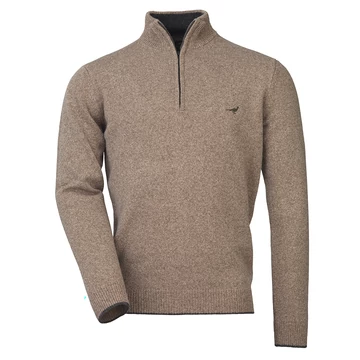 LAKSEN Férfi Pulóver Brompton Zip Neck Camel