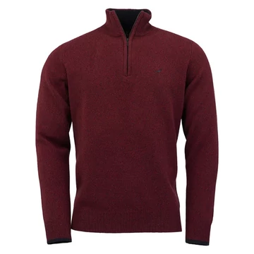 LAKSEN Férfi Pulóver Brompton Zip Neck Burgundy