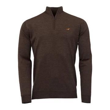 Laksen Férfi Pulóver Norfolk Zip-Neck Brownie