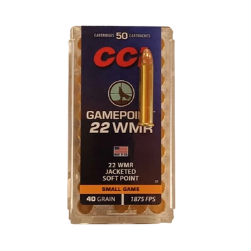 CCI 22 WMR GamePoint Jacketed Soft Point 40gr