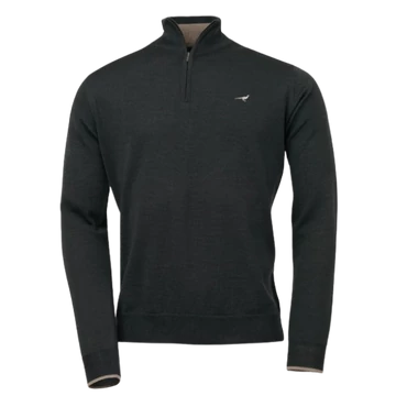 LAKSEN Férfi Pulóver Norfolk Zip-Neck Olive