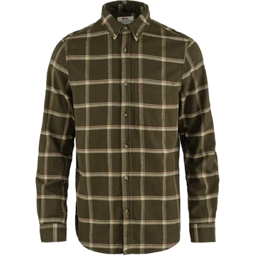 FJALLRAVEN Férfi Ing Övik Comfort Flannel Dark Olive/Sand Stone