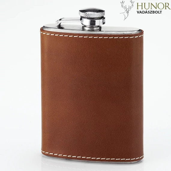 LAKSEN Fém Flaska Mahogany Bőr Tokban 0,2L LAKSEN Fém Flaska Mahogany Bőr Tokban 0,2L