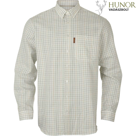 HARKILA Férfi Ing Allerston L/S Shirt Emerald Green/White