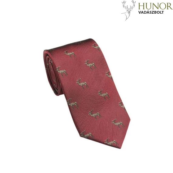 LAKSEN Nyakkendő Vintage Red Silk tie with deer motif