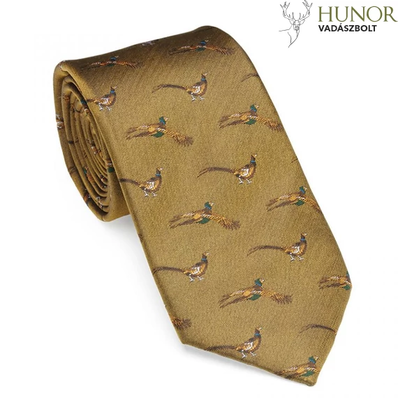 LAKSEN Nyakkendő Gold Silk tie with pheasant motif