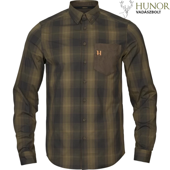 HARKILA Férfi Ing Akkan Shirt Willow Green/Shadow Brown