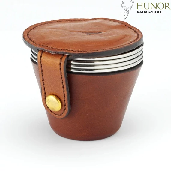 LAKSEN Pohár Fém 4DB 0,75CL Chocolate Bőr Tokban