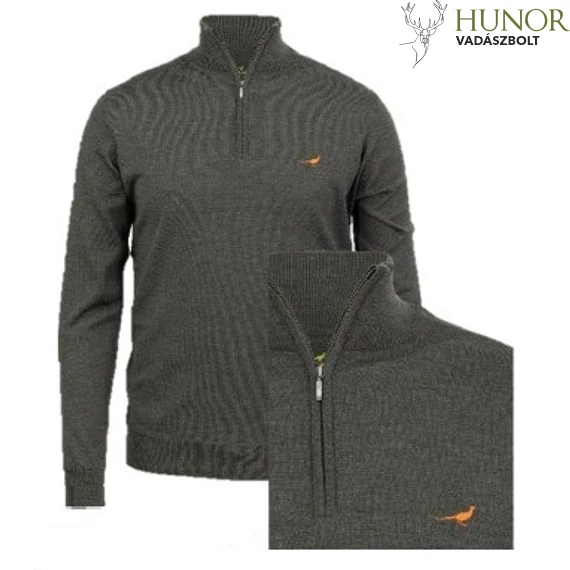 LAKSEN Férfi Pulóver Norfolk Zip-Neck Loden Green