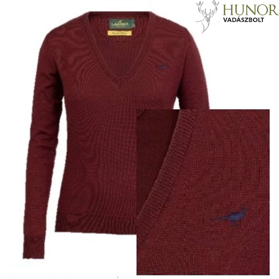 LAKSEN Női Pulóver Camilla V-Neck Vintage Port