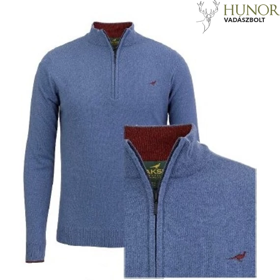 LAKSEN Férfi Pulóver Brompton Zip Neck Loch Blue