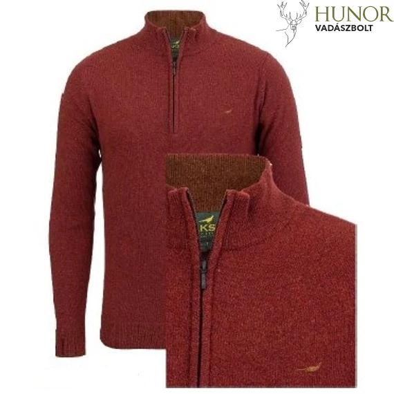 LAKSEN Férfi Pulóver Brompton Zip Neck Rusty