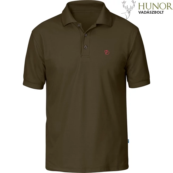 FJALLRAVEN Férfi Póló Crowley Pique Shirt Dark Olive