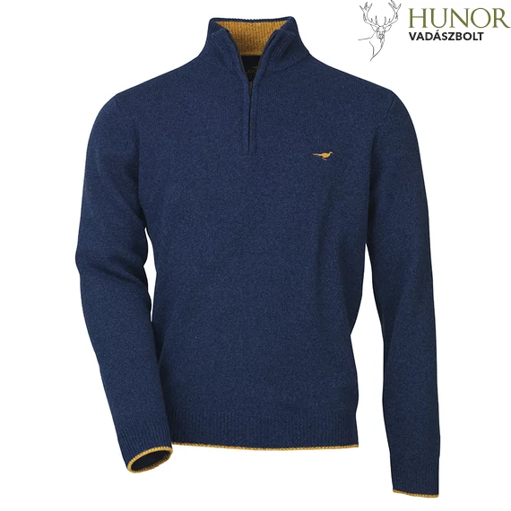 LAKSEN Férfi Pulóver Brompton Zip Neck Midnight