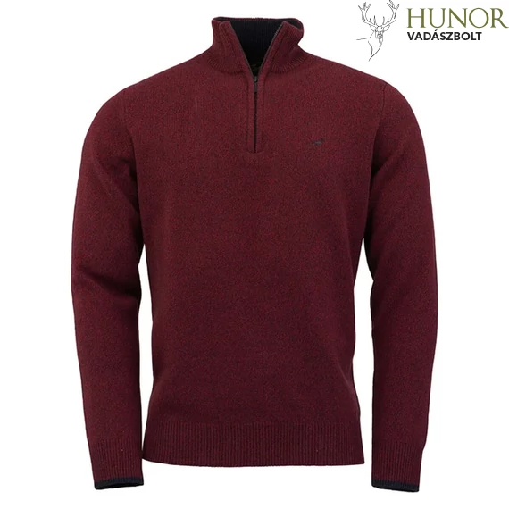 LAKSEN Férfi Pulóver Brompton Zip Neck Burgundy