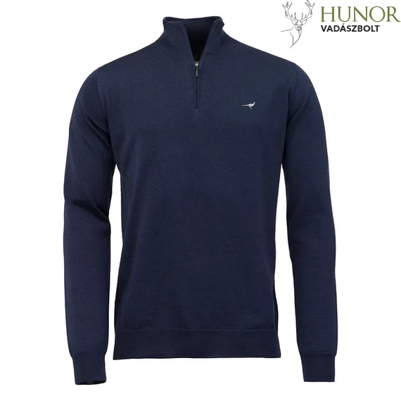 Laksen Férfi Pulóver Norfolk Zip-Neck Supernavy