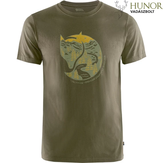 FJALLRAVEN Férfi Póló Arctic Fox T-Shirt Dark Olive