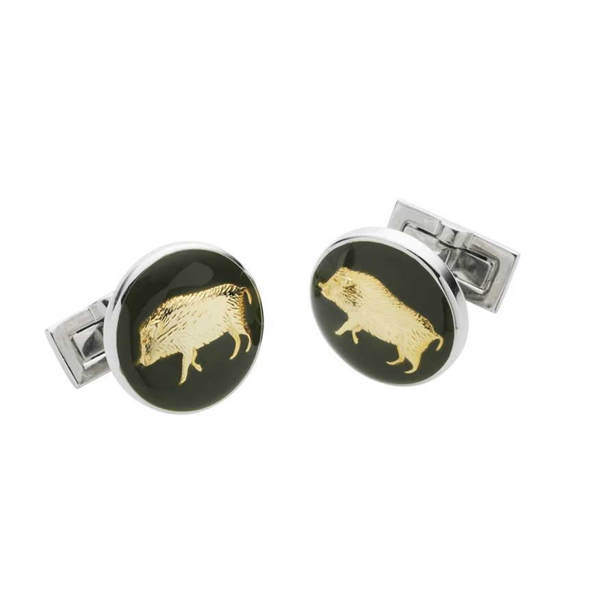 LAKSEN Mandszettagomb Disznó British Racing Green