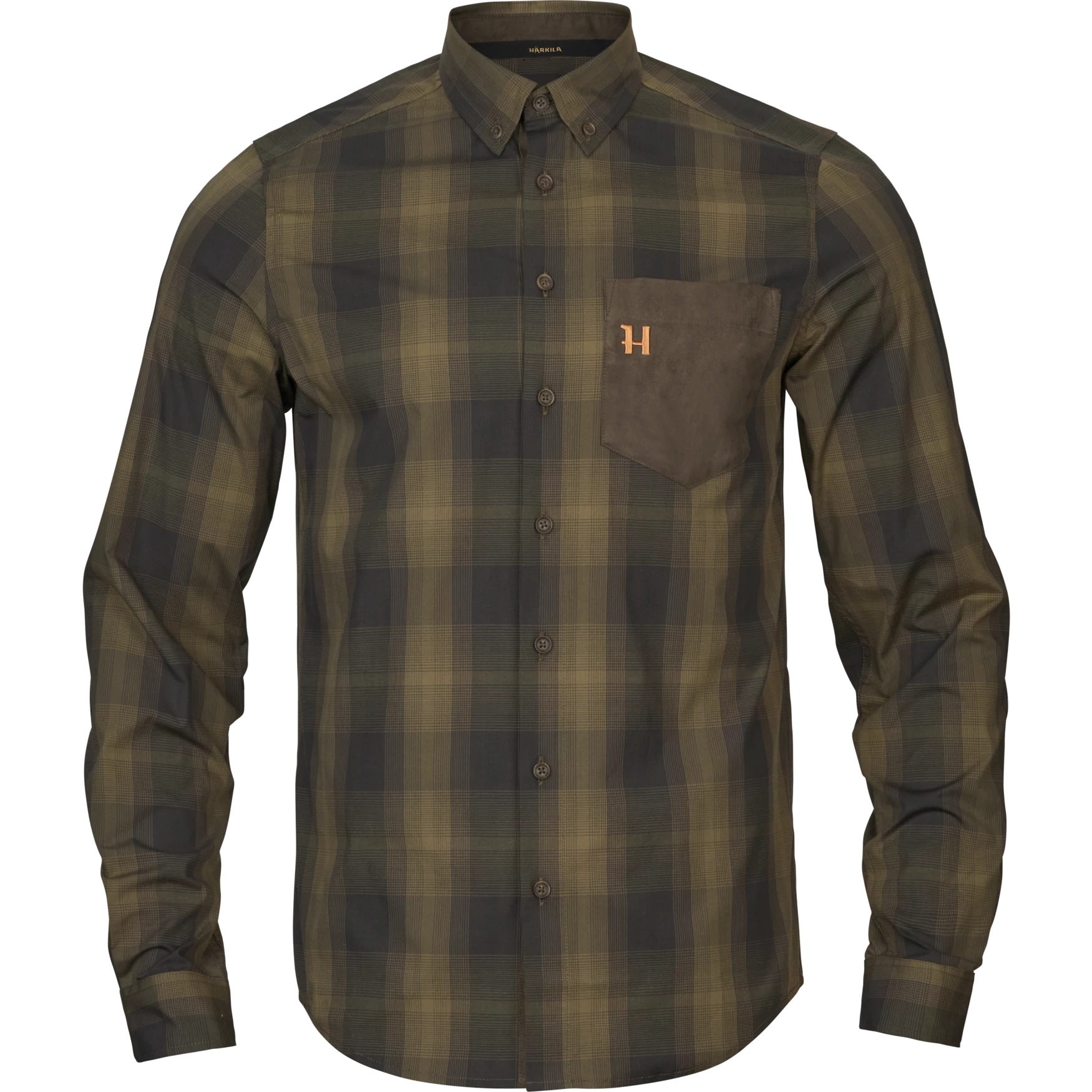 HARKILA Férfi Ing Akkan Shirt Willow Green/Shadow Brown