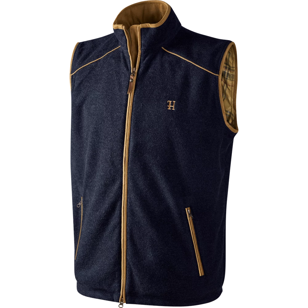 HARKILA Férfi Mellény Sandhem Fleece Waistcoat Dark Navy Melange