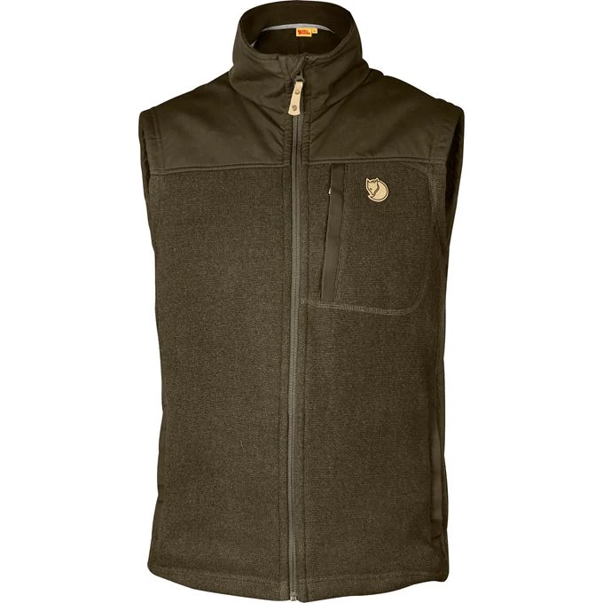 FJALLRAVEN Férfi Mellény Buck Fleece Vest Dark Olive