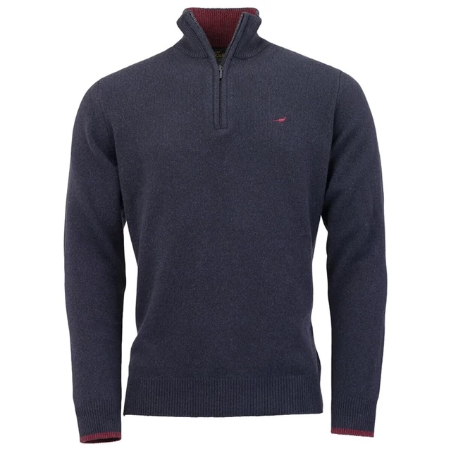 LAKSEN Férfi Pulóver Brompton Zip Neck Dark Storm