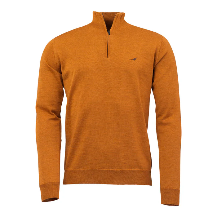 Laksen Férfi Pulóver Norfolk Zip-Neck Mustard