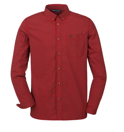 BLASER Férfi Ing Stretch Hemd Serge Brown/Red Checkered