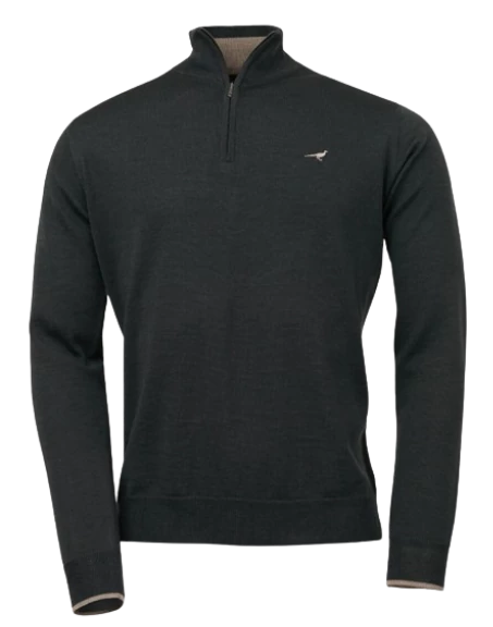 LAKSEN Férfi Pulóver Norfolk Zip-Neck Olive